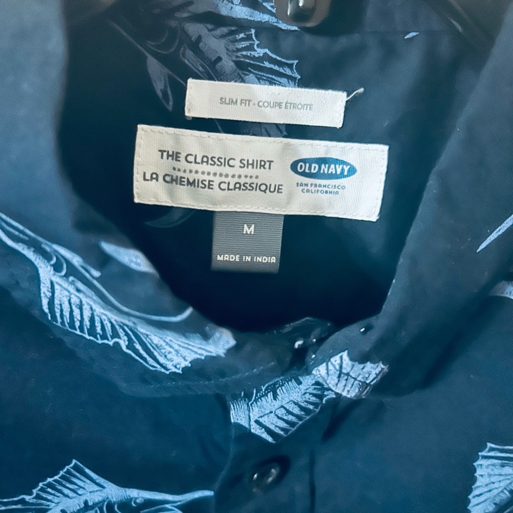 Old Navy Dark Blue Shirt with Fish Pattern